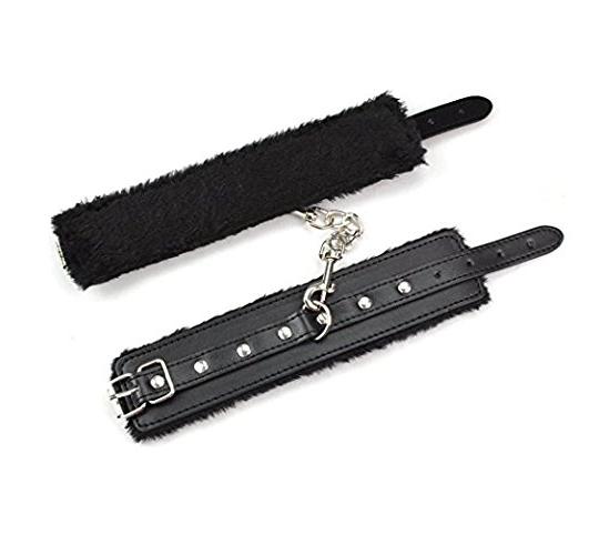 10  Soft Comfortable Furry Chained Cuffs    2 Colours, 5 each | UK SELLER| GCSM006