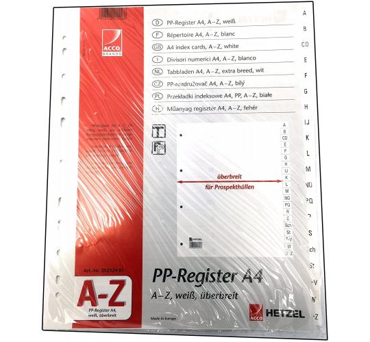 One Off Joblot of 330 Acco Hetzel Register A-Z A4 Index Cards White 25232401