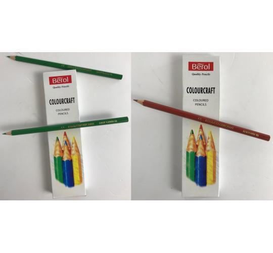 Joblot of 349 Packs of 12 Berol Colourcraft Coloured Pencils - Green & Brown