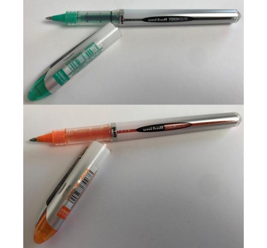 One Off Joblot of 384 Uni-Ball Vision Elite UB-200 Rollerball Pens Orange/Green