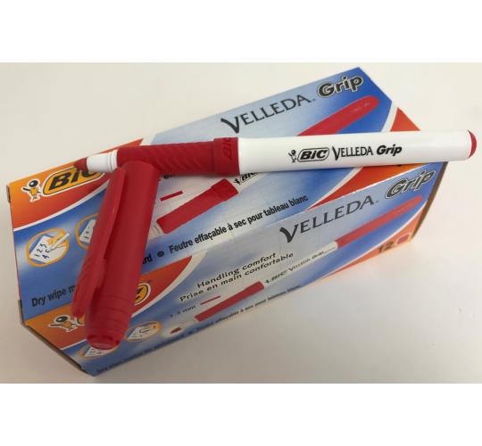 Joblot of 56 Bic Velleda Grip Dry Wipe Marker for Whiteboard Red (Pack of 12)