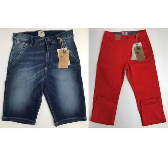 One Off Joblot of 6 Timberland Boys Denim Shorts & Red Trousers Sizes 8-14