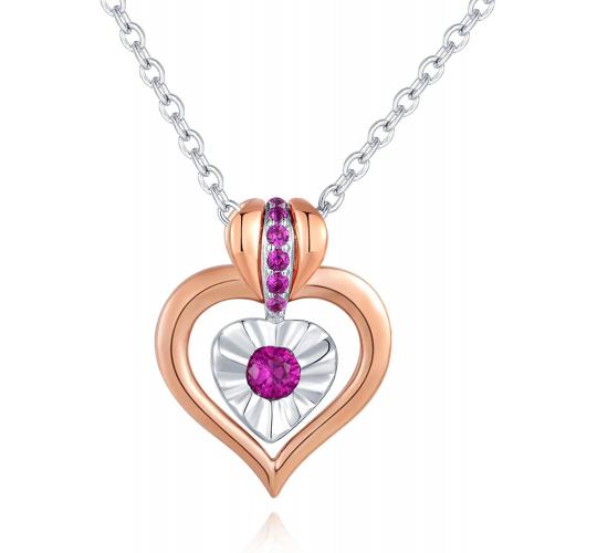 Joblot of 4 MBLife Sterling Silver Plated Necklace Rose Gold with Magenta CZ