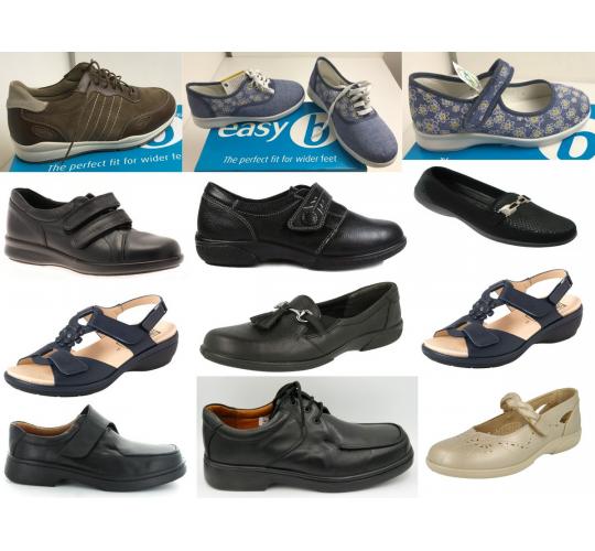 Joblot of 96 Easy B Shoes for Wide Feet - Womens & Mens - Assorted Styles