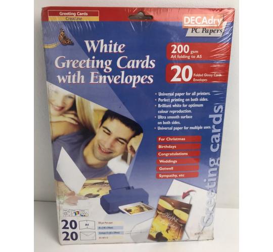 One Off Joblot of 60 DECAdry Printer White Greeting Cards with Envelopes (20)