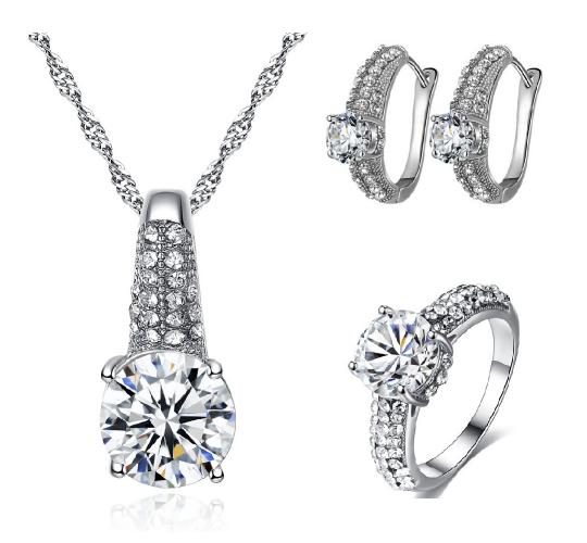 60 x Silver tone plated Necklace, Ring and Earrings Tri-set (20 of Each Item) | UK SELLER | GCJ121-Silver tri set