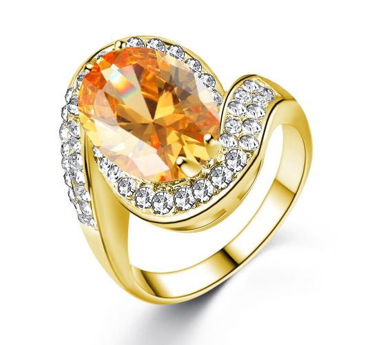 15 x Gold Tone Crystal Ring with Amber Stone, 3 Sizes, 5 Pieces Per Size | UK SELLER | GCJ158