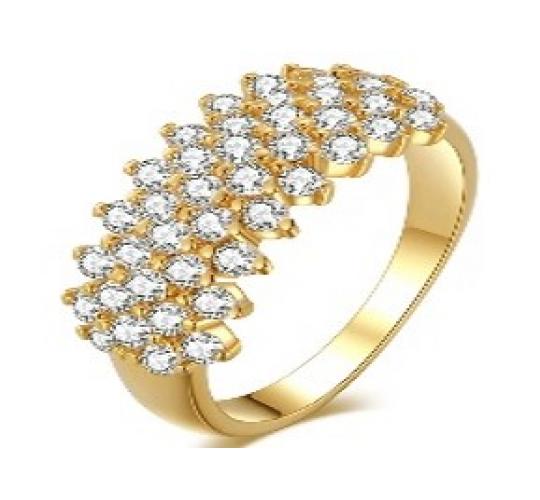 10 x Gold Tone Clear Crystal Ring, 2 Sizes, 5 Per Size | UK SELLER | GCJ159