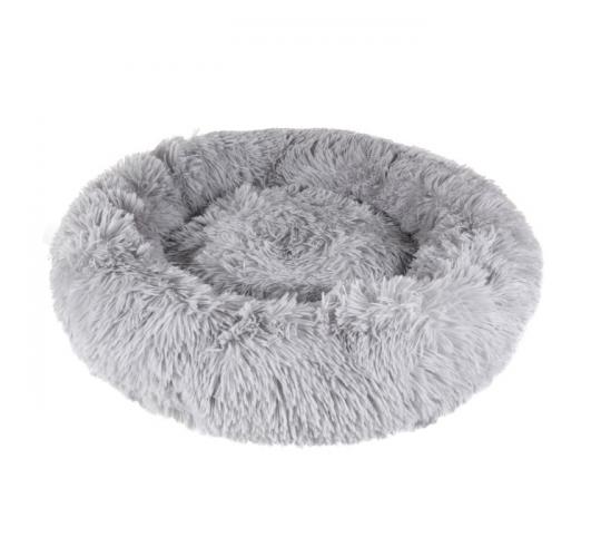 Light Grey Donut Dog Bed Cat Pet Calming Comfy Warm Nest