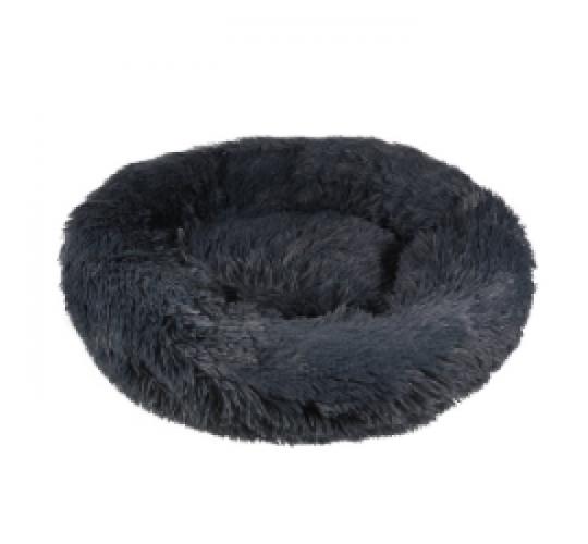 Dark Grey Donut Dog Bed Cat Pet Calming Comfy Warm Nest