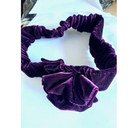Women Soft Velvet Wrap Around Dress Belt in Purple