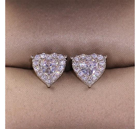 10pc CLEAR CRYSTAL EARRINGS HEART SHAPED | GCC039
