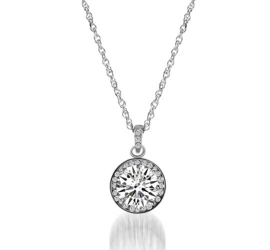 10pc CLEAR CRYSTAL PENDANT ROUND ZIRCON NECKLACE | GCC060 UK SELLER