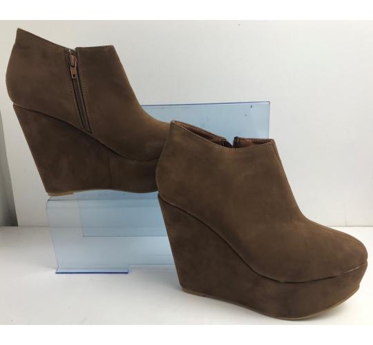 Wholesale Joblot of 20 KOI Couture Brown Suede PU Wedge Heel Sizes 3-8