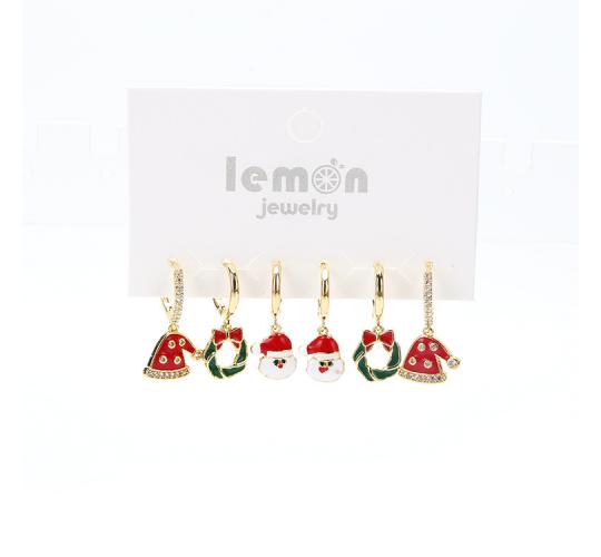 12 Pairs 18k Gold Plating Cute Christmas Drop Earrings Selection Mixed Randomly GCJ186
