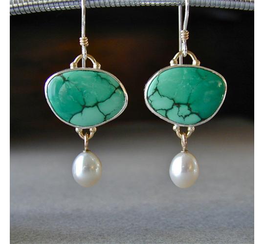 10pc RETRO GREEN GEMSTONE PEARL WOMENS EARRINGS | GCC023 UK SELLER