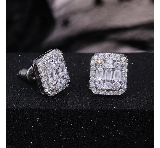 10pc SQUARE ZIRCON CLEAR CRYSTAL WOMENS EARRINGS | GCC028 UK SELLER