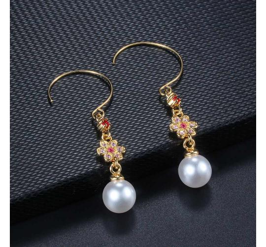 10pc LUXURY FLOWER PEARL WOMENS EARRINGS | GCC030 UK SELLER