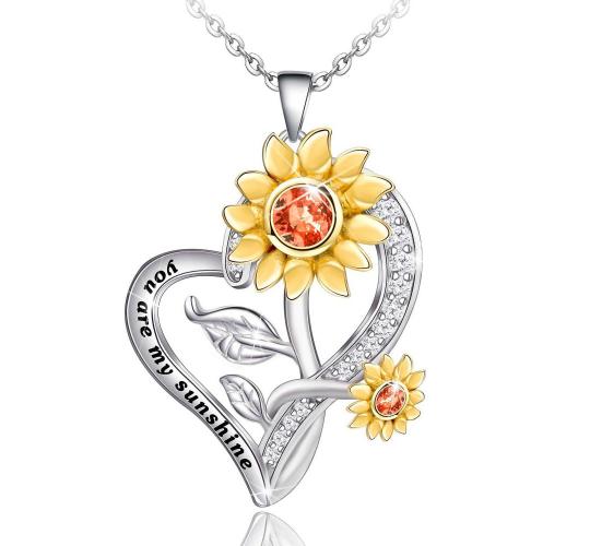 10pc HEART SHAPED SUNFLOWER PENDANT WOMENS NECKLACE | GCC088 UK SELLER