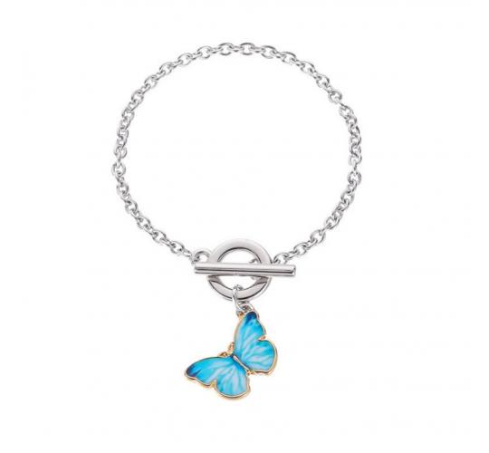 10pc TURQUOISE BUTTERFLY CHARM CHAIN BRACELET WOMENS | GCJ170 UK SELLER