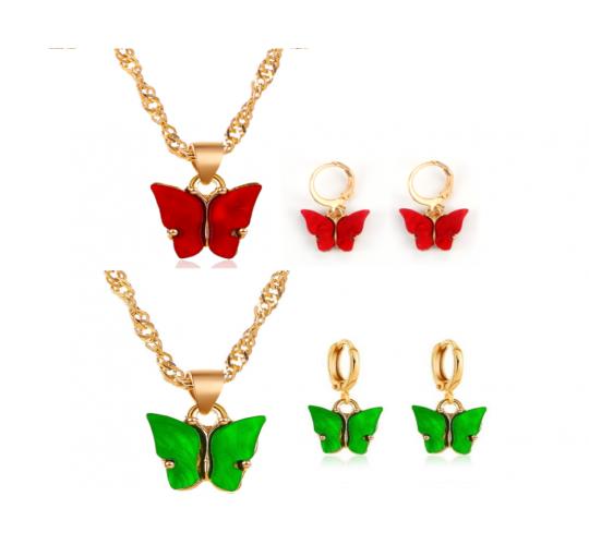 40pc LUXURY Butterfly Necklace & Earrings Set, 2 Colours 10sets each | GCJ171 UK SELLER