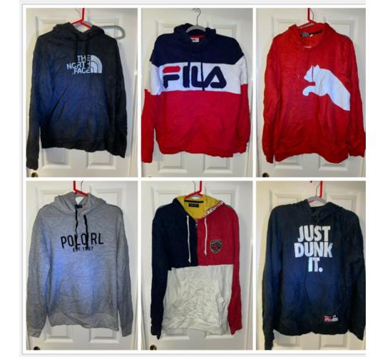 25x Genuine branded hoodies vintage Nylon Nike, Adidas and more Joblot 