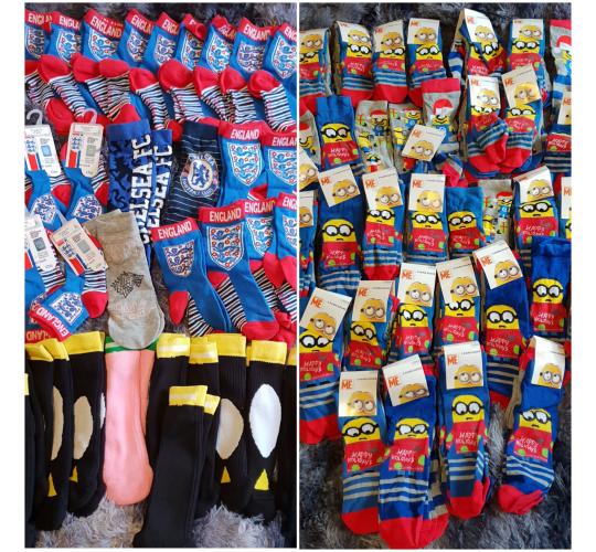 Childrens Socks England / Chelsea / Minions Holidays / Christmas socks 121 Pairs