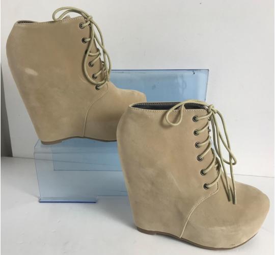 One Off Joblot of 11 Truffle Ladies Wedge Heel Boots Stone Suede PU 3-8