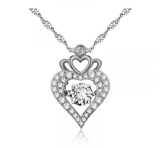 10pc LUXURY CLEAR CRYSTAL PENDANT WOMENS NECKLACE HEART | GCC070 UK SELLER