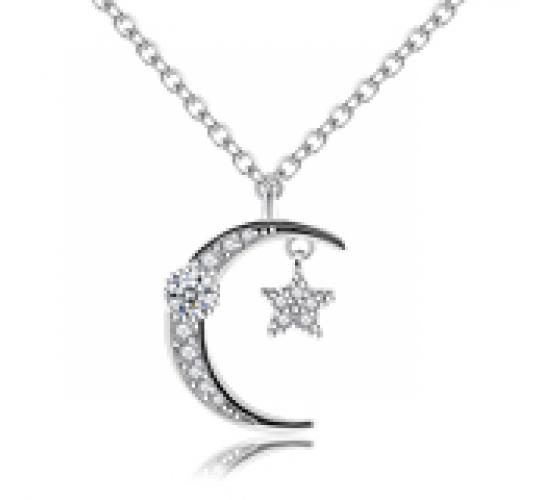 10pc WOMENS MOON AND STAR PENDANT NECKLACE | GCJ152 UK SELLER