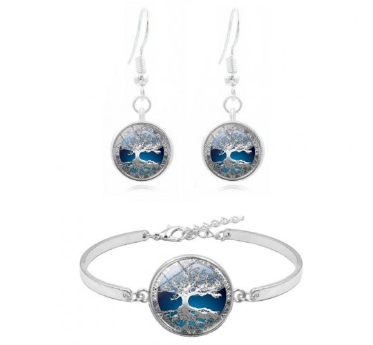 20pc TREE OF LIFE ADJUSTABL WOMENS BRACELET/EARRING SET | GCJ162 UK SELLER