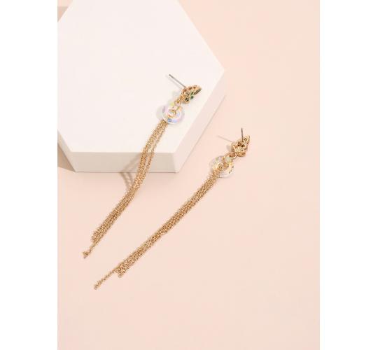 10pc WOMENS DANGLE EARRINGS GREEN CLEAR CRYSTALS | GCC161 UK SELLER