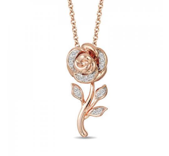 10pc FLOWER SHAPED PENDANT WOMENS NECKLACE CLEAR CRYSTALS | GCC163 UK SELLER