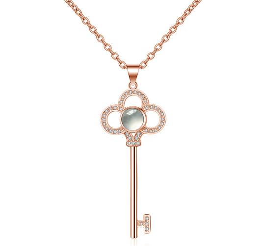 10pc LUXURY KEY PENDANT RED HEART CRYSTALS NECKLACE | GCC165 UK SELLER