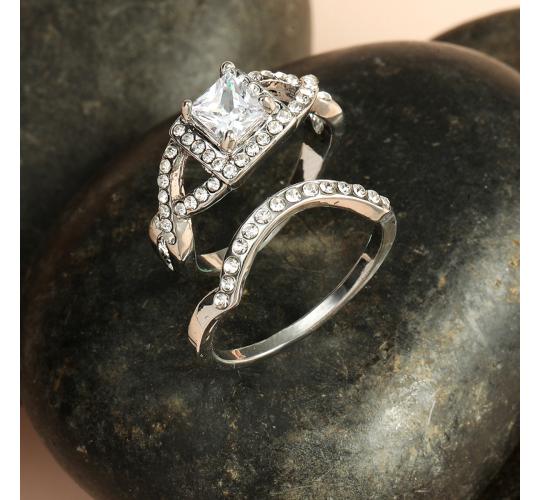 12pc LUXURY CLEAR CRYSTAL WOMENS RING CUBIC ZIRCONIA 3 SIZES 4 EACH | GCC166 UK SELLER