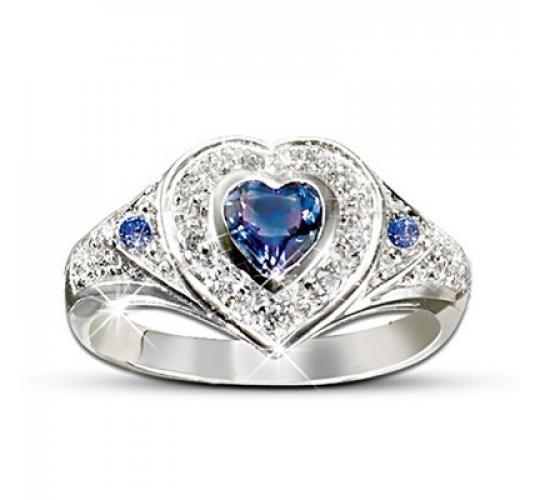15pc BLUE CRYSTAL HEART SHAPED WOMENS RING 5 SIZES 3 EACH | GCC168 UK SELLER