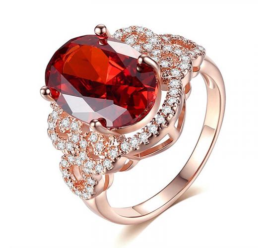 12pc RED OVAL CRYSTAL DESIGN WOMENS RING 4 SIZES 3 EACH | GCC170 UK SELLER