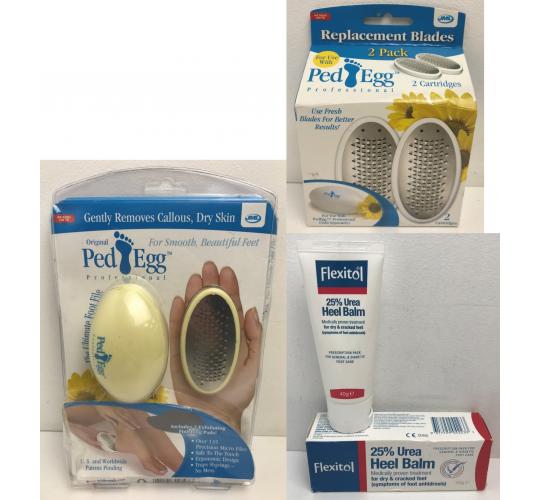 One Off Joblot of 7 JML Ped Egg Foot Files, Replacement Blades & Flexitol Balm