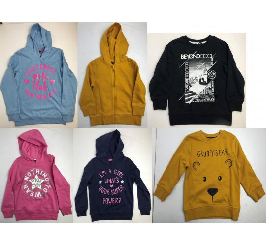 One Off Joblot of 12 Kids Ex-Chain Store Hoodies & Sweatshirts - Various