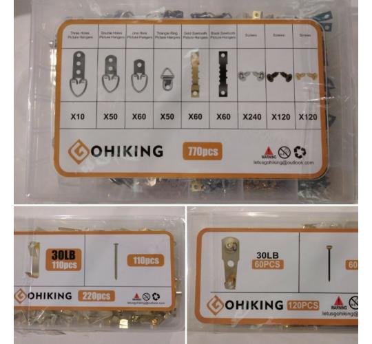 36 x GoHiking Picture Hook Sets Ranging from 120-770 Piece Sets RRP £300 +
