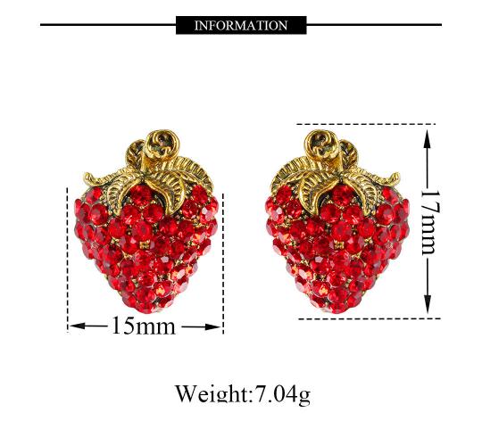 20pc STRAWBERRY CLIP ON WOMENS LUXURY EARRINGS | GCJ133 UK SELLER