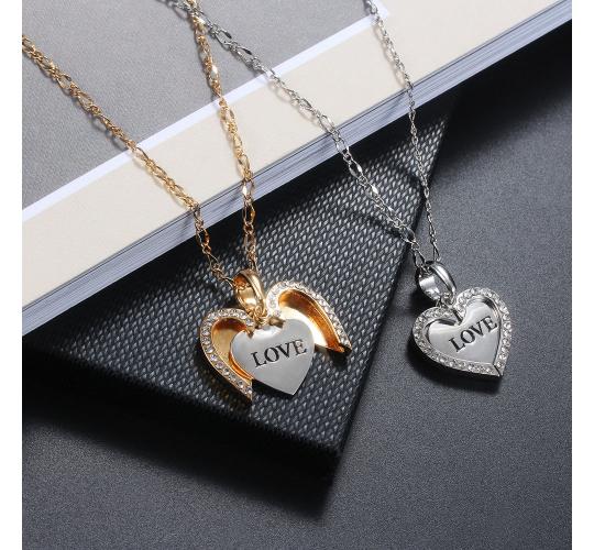 10pc OPEN HEART WOMENS NECKLACE CLEAR CRYSTALS 2 STYLES 5 EACH | GCJ181 UK SELLER