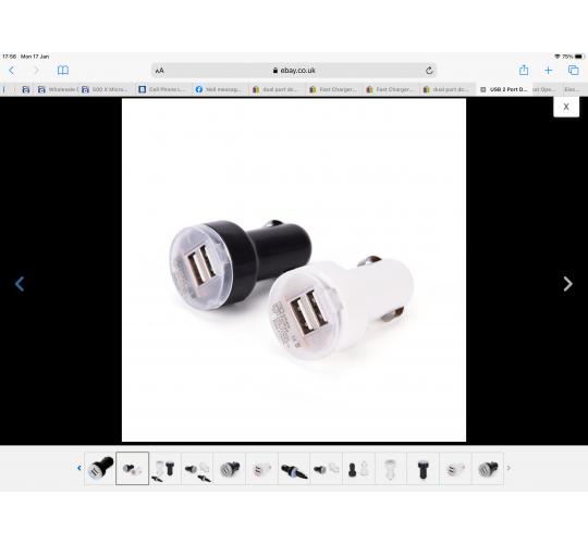 Dual USB 2 Port DC Car Charger 2.1A Adapter  white/Black for Samsung and Apple phones 