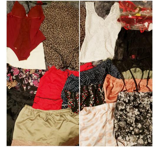 Lingerie & Nightwear 39 pieces Satin shorts / lace briefs / suspenders / tops / bodysuits