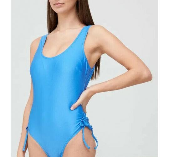 10 x V By Very Ruched Tie Detail Swimsuit - Blue Mixed Sizes 12-18