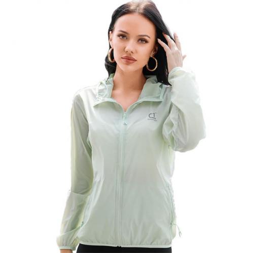 10 x Women's Sun Protection Long Sleeve Running Jacket Lightweight Breathable (Green)