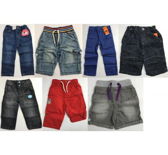 One Off Joblot of 34 Kids Ex-Chain Store Trousers, Shorts, Jeans - Various Sizes