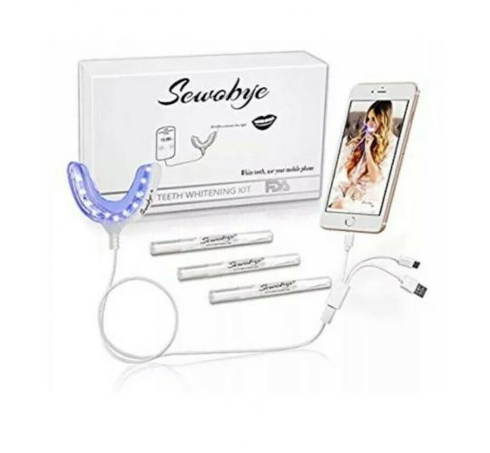 10 x Sewobye Teeth Whitening Kit Use Your Mobile Phone 20 LED Blue Light Brand New UK