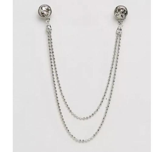 One Off Joblot Of 30 DesignB Stud Collar Tips & Chain In Silver