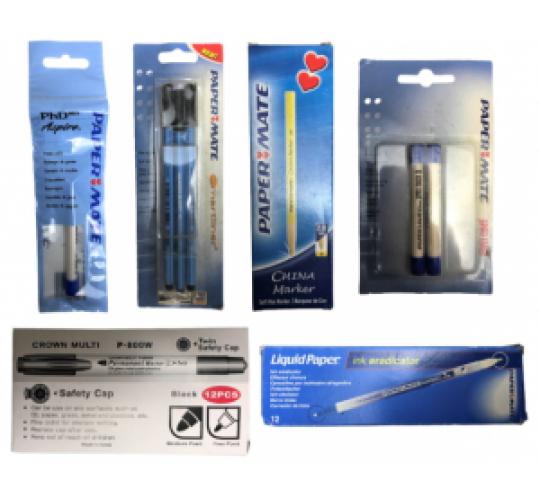 One Off Joblot Of 48 Mixed BIC Items - Pens, Markers & Erasers Packs / Boxes